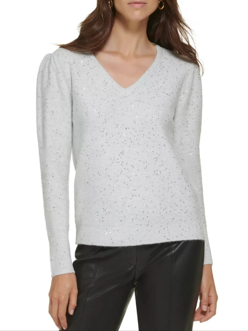 Karl Lagerfeld Paris Sparkle V Neck Sweater Size Lg